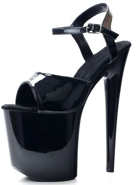 Extreme Black Paint Baking Process High Heel Sandals 20CM He