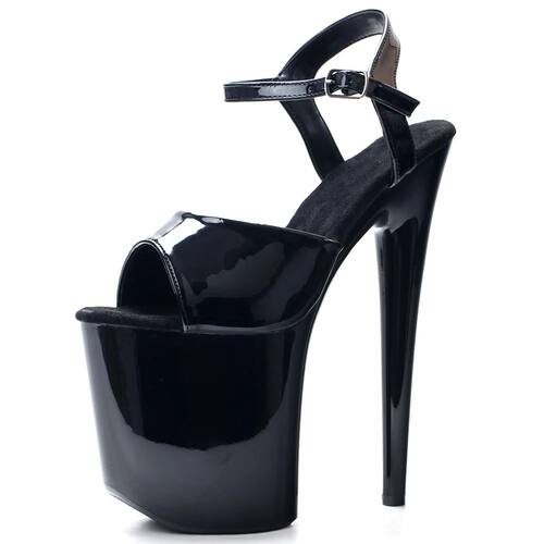 Extreme Black Paint Baking Process High Heel Sandals 20CM He