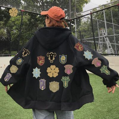 Anime Black Clover Magic Knights Graphic Printed Zipper Hood