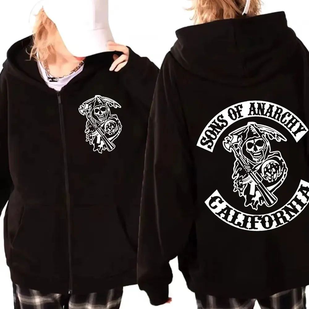Sons of Anarchys SAMCRO Graphic Zipper Hoodie Men's Women's