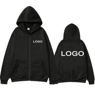 Customized Casual Zipper Loose Women Men Printed Hoodie
