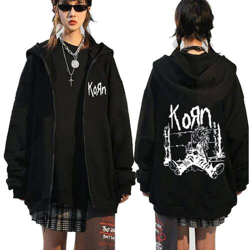Korn Zipper Hoodies Rock Band WORLD TOUR Sweatshirts Hip Hop
