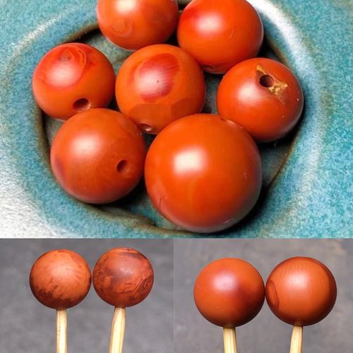 川料南红玛瑙圆珠10+原柿子红火焰纹玫瑰红满肉单珠手串配珠顶珠