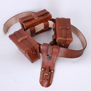 影视表演道具二战时期日军挂腰间56半前后弹盒牛皮腰带刺刀挂鞘