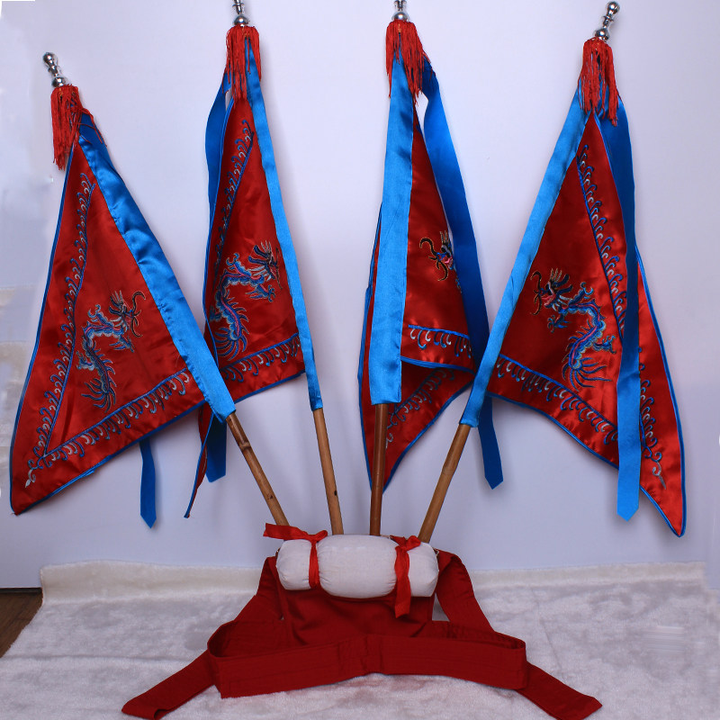 京剧戏剧戏曲靠旗背旗成人儿童舞台走秀龙凤旗靠旗板藤子旗杆靠兜