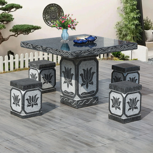 庭院石桌石凳户外天然石头圆桌子花岗岩室外石桌石凳庭院一套包邮