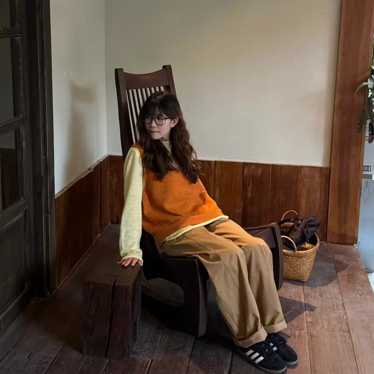商场同款木家26秋季新品学院风叠穿时尚百搭V领针织衫马甲背心女