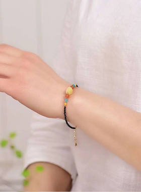 小众极细尖晶石珠子蜜蜡南红手串