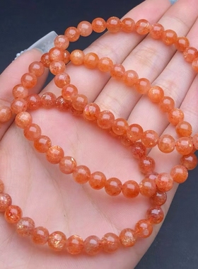 天然水晶金太阳石单圈手链6毫米生日礼物女款女朋友礼物手串