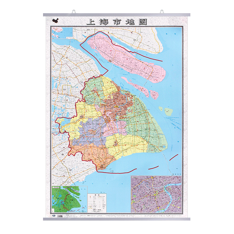 【2025新版】上海市地图挂图高清彩印 双面覆膜防水加厚版1.1*0.8米 政区交通铁路高速旅游商务办公会议室用装饰地图