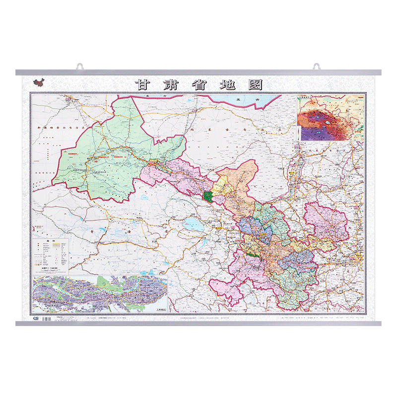 【2025全新版】甘肃省地图挂图 高清印刷约1.1*0.8米 加厚纸质双面覆膜防水防尘哑光膜护眼 商务家用会议办公室客厅书房挂画