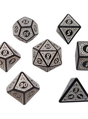 新款花纹多面骰子数字色子跑团桌游配件4/6/8/10/12/20面筛子游戏