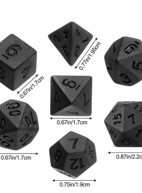 黑色跑团骰子7粒套装 桌游配件dnd数字色子多面筛子游戏dice道具