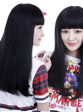 假发女整顶假发梨花发型人气包邮仿真刘海发齐长直气质修脸逼真