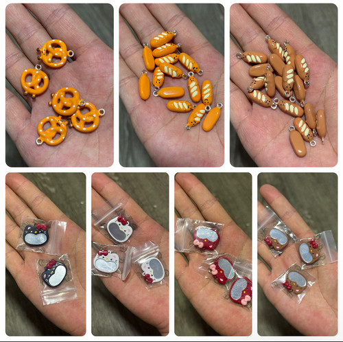 【合金&亚克力吊孔4号】kitty扇子拉布布蜂蜜棒汉堡蛋糕DIY配饰