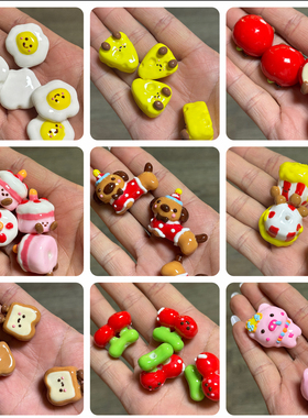 重油手绘蛋糕翻盖手机JC曲奇大象糖果机饼干卡通DIY手机链配饰