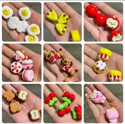 重油手绘蛋糕翻盖手机JC曲奇大象糖果机饼干卡通DIY手机链配饰