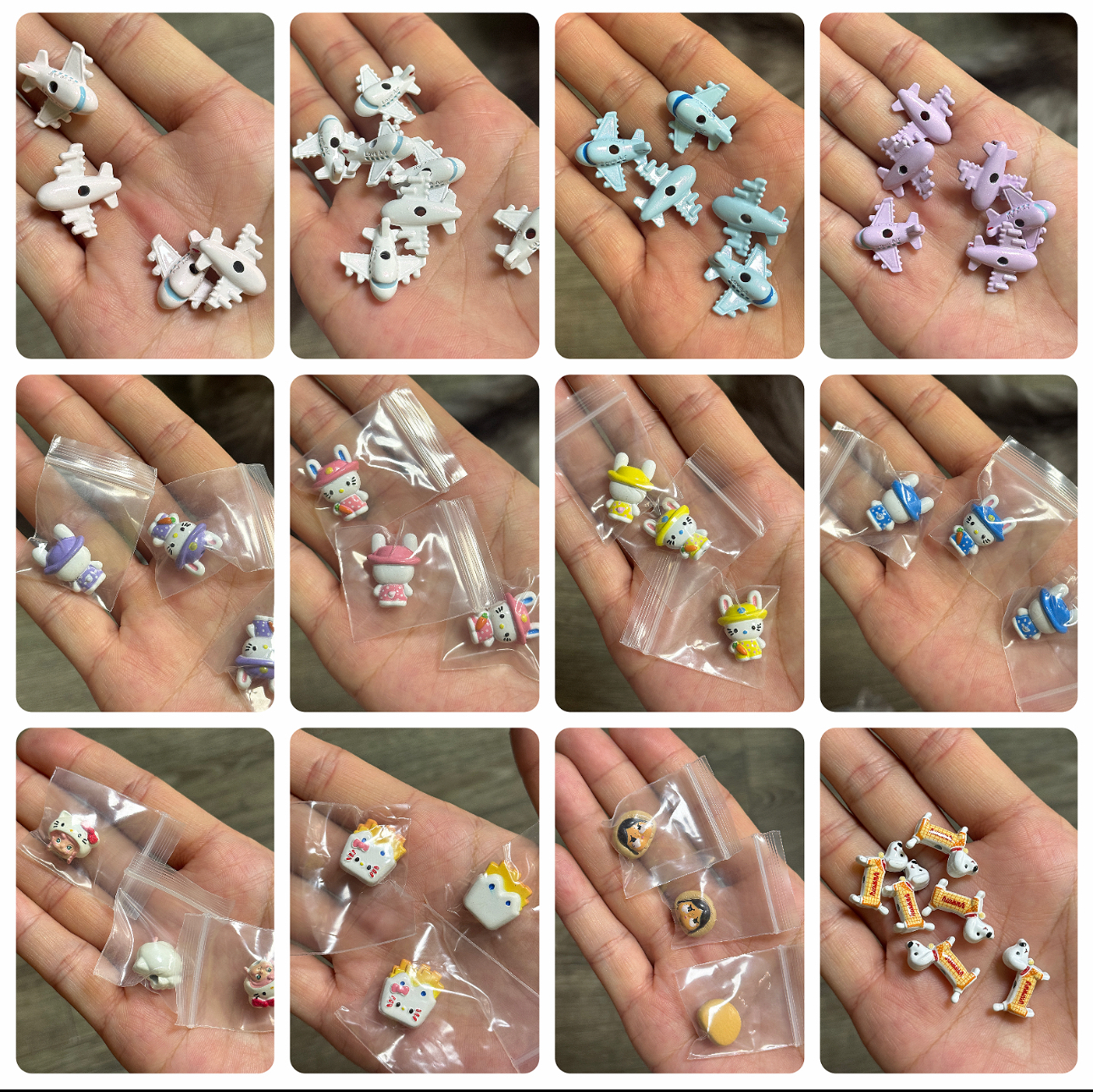 【合金】立体JC饼干面包哭娃茉莉飞机小狗罗心sp自行车DIY配饰