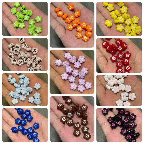 亚克力鱼饼花花多巴胺百搭欧美ins隔珠DIY手机包挂配饰