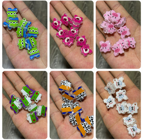K16经典TOY玩具总动员胡迪三眼仔方块通孔珠DIY手机包链配饰