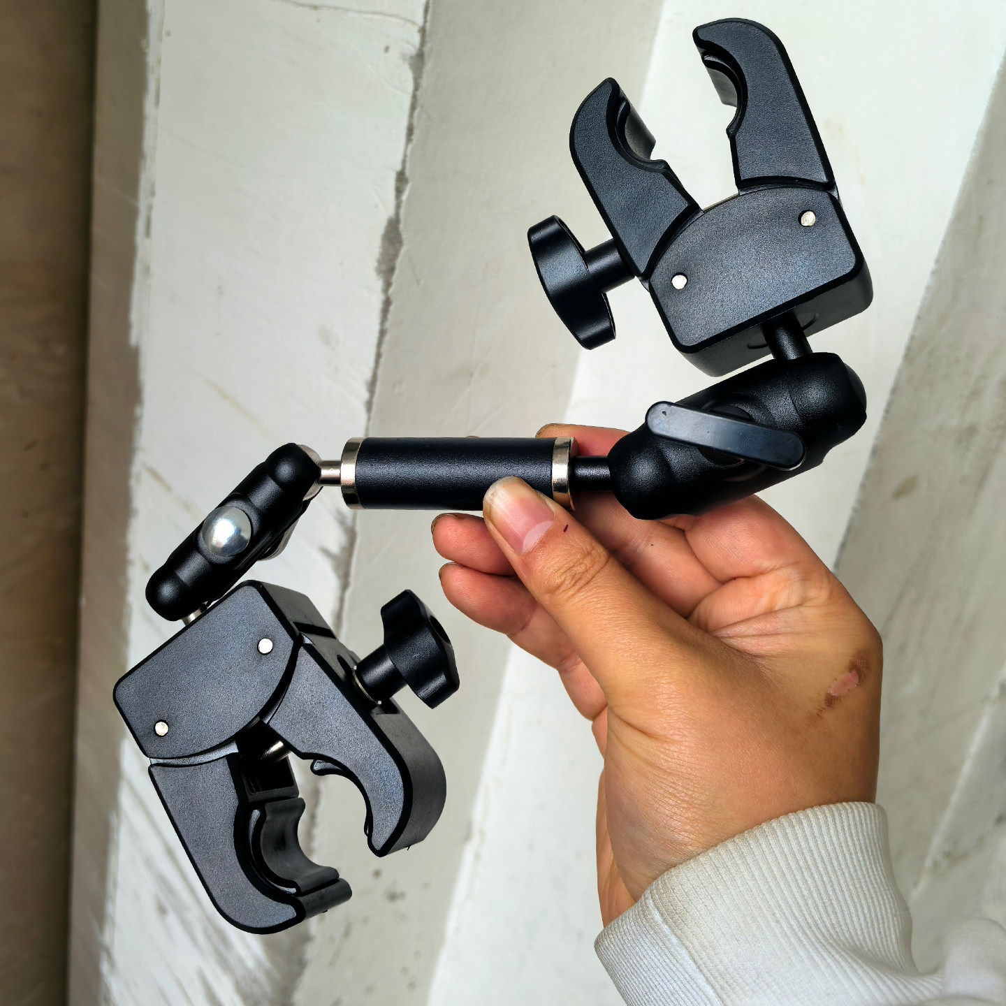 工业万向旋转连接杆支架扫描枪手电筒固定夹摄像头传感器防滑蟹夹