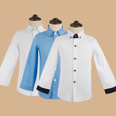 儿童长袖衬衫宝宝加绒黑白色条纹衬衫男孩女童春秋款纯棉衬衣