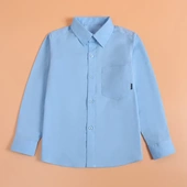 秋冬加绒童装 男童长袖 蓝色衬衫 校服白色衬衣中大童小纯棉礼服