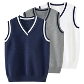 2025春秋韩版 女童针织背心 学院风中大儿童马甲中校服班服男