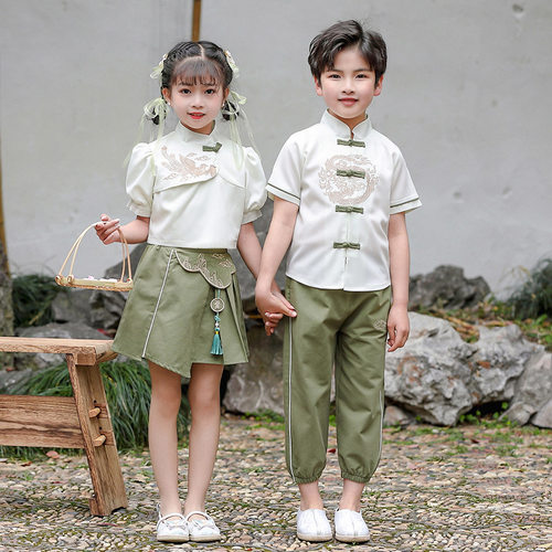 儿童套装国学汉服男童中国风女童唐装幼儿园两件套2023夏季新款套