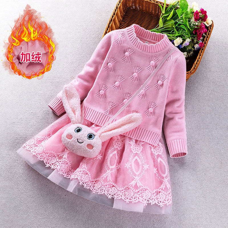 女童长袖连衣裙冬装加绒2022新款中小童洋气公主裙秋装毛衣裙子厚,童装/婴儿装/亲子装,连衣裙,淘宝优惠券,粉丝福利购,淘宝优惠卷