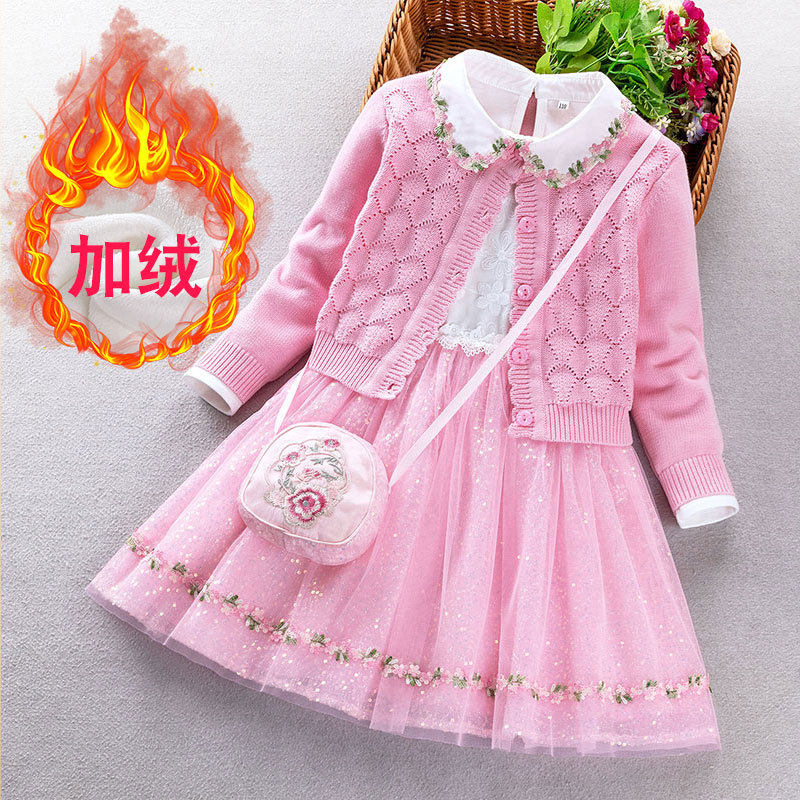 女童针织毛衣连衣裙加绒加厚儿童新款长袖裙子女孩时尚洋气公主裙,童装/婴儿装/亲子装,连衣裙,淘宝优惠券,粉丝福利购,淘宝优惠卷