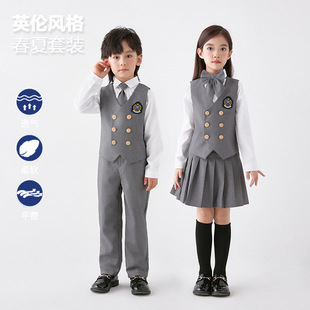 儿童合唱演出服小学生管乐团服装朗诵比赛礼服幼儿园班服三件套夏