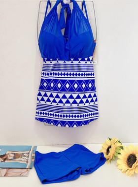 依曼丽 YG18609 休闲时尚裙式连体泳衣（配平角泳裤）