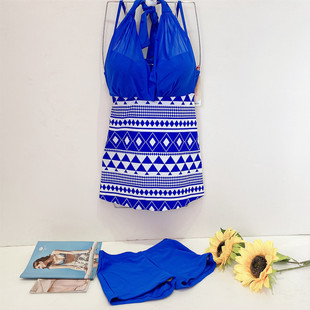 依曼丽 YG18609 休闲时尚裙式连体泳衣（配平角泳裤）