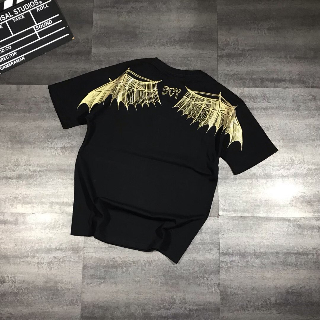 2023夏季新款boy短袖男女t恤情侣烫金翅膀老鹰印花纯棉宽松圆领潮