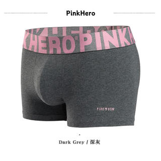 PinkHero男士平角内裤运动长款中腰舒适一片式棉质透气大码四角裤