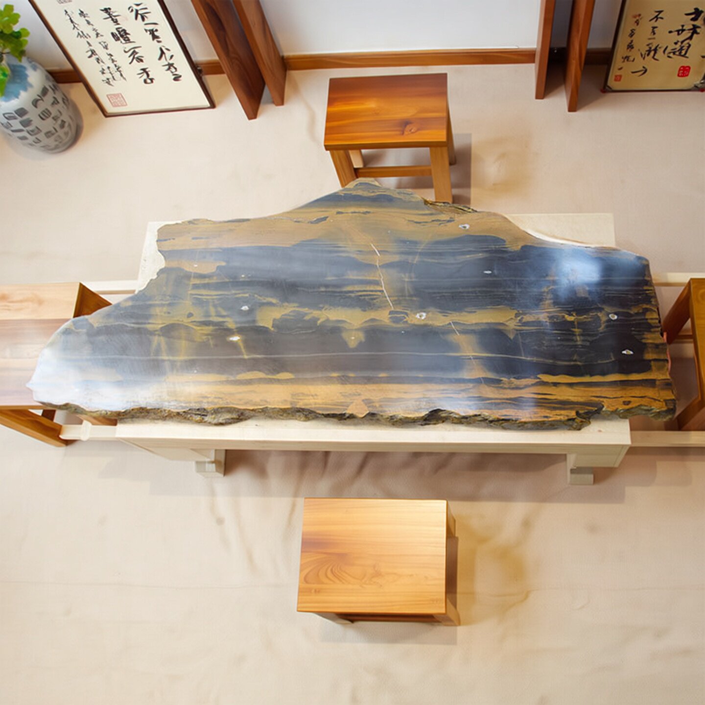 徐公石天然原石石板茶台茶海随型