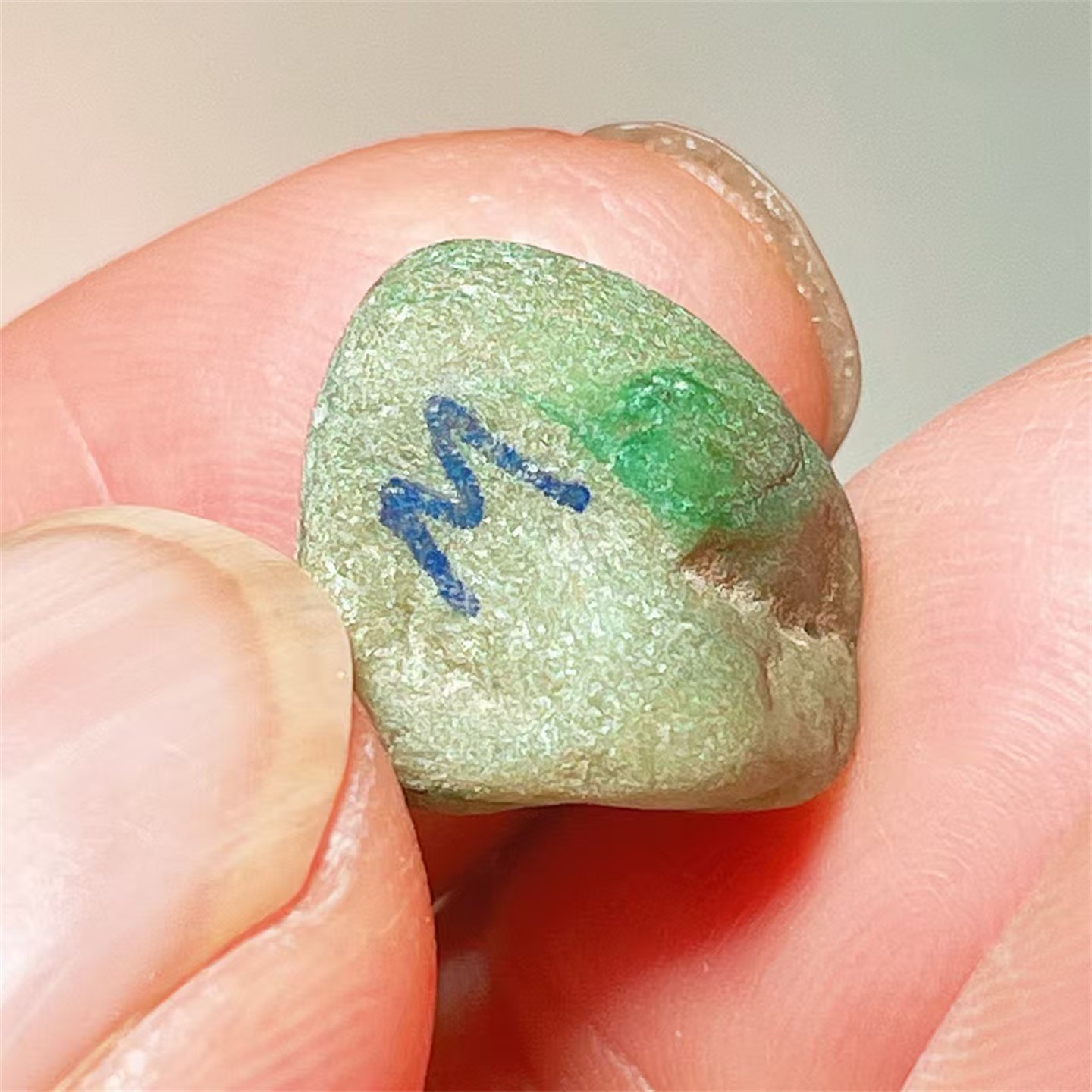 A100 精品缅甸天然翡翠原石老坑后江场口色料戒面料  重3克