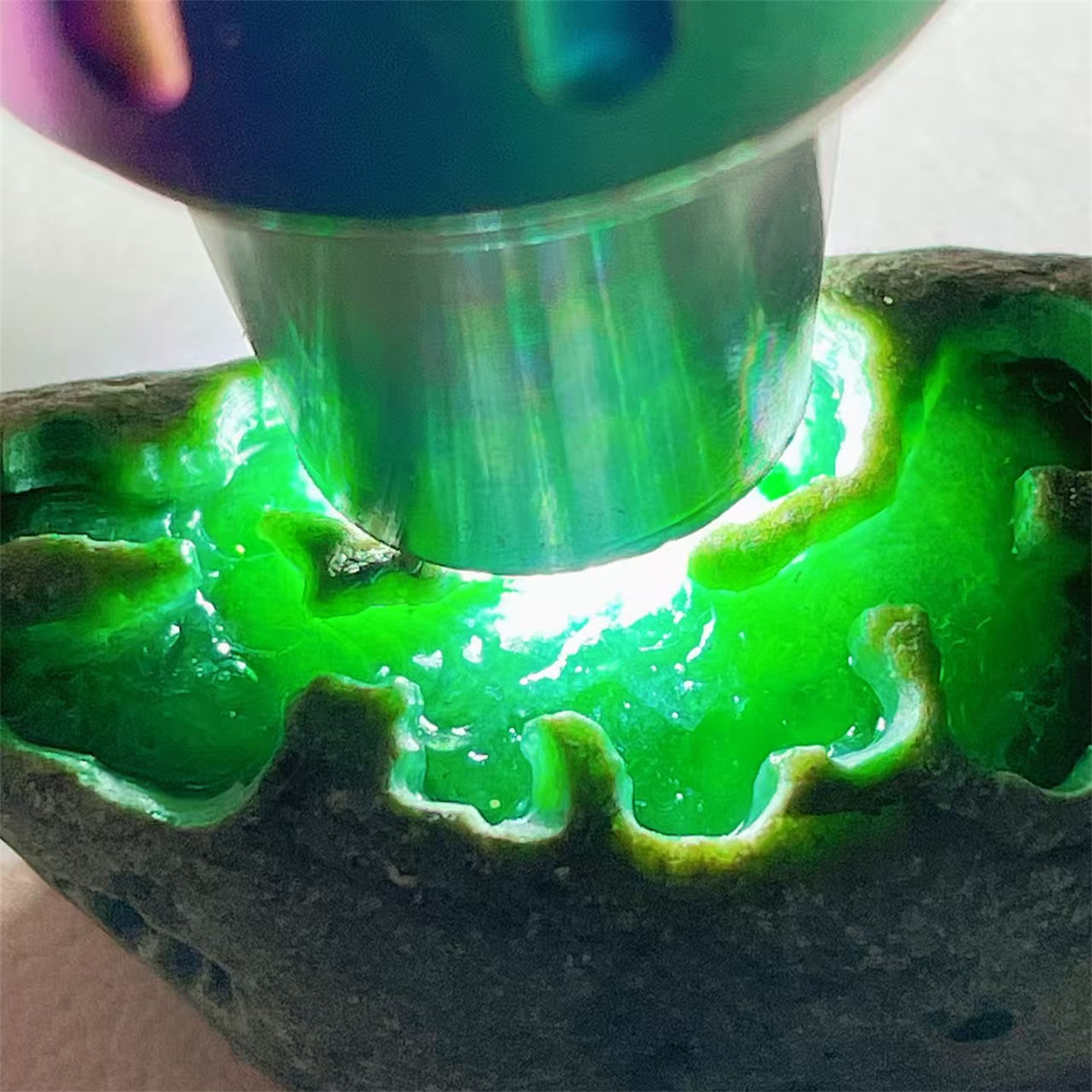 A7 精品缅甸天然翡翠原石老坑后江场口色料蓝水戒面料  重31克