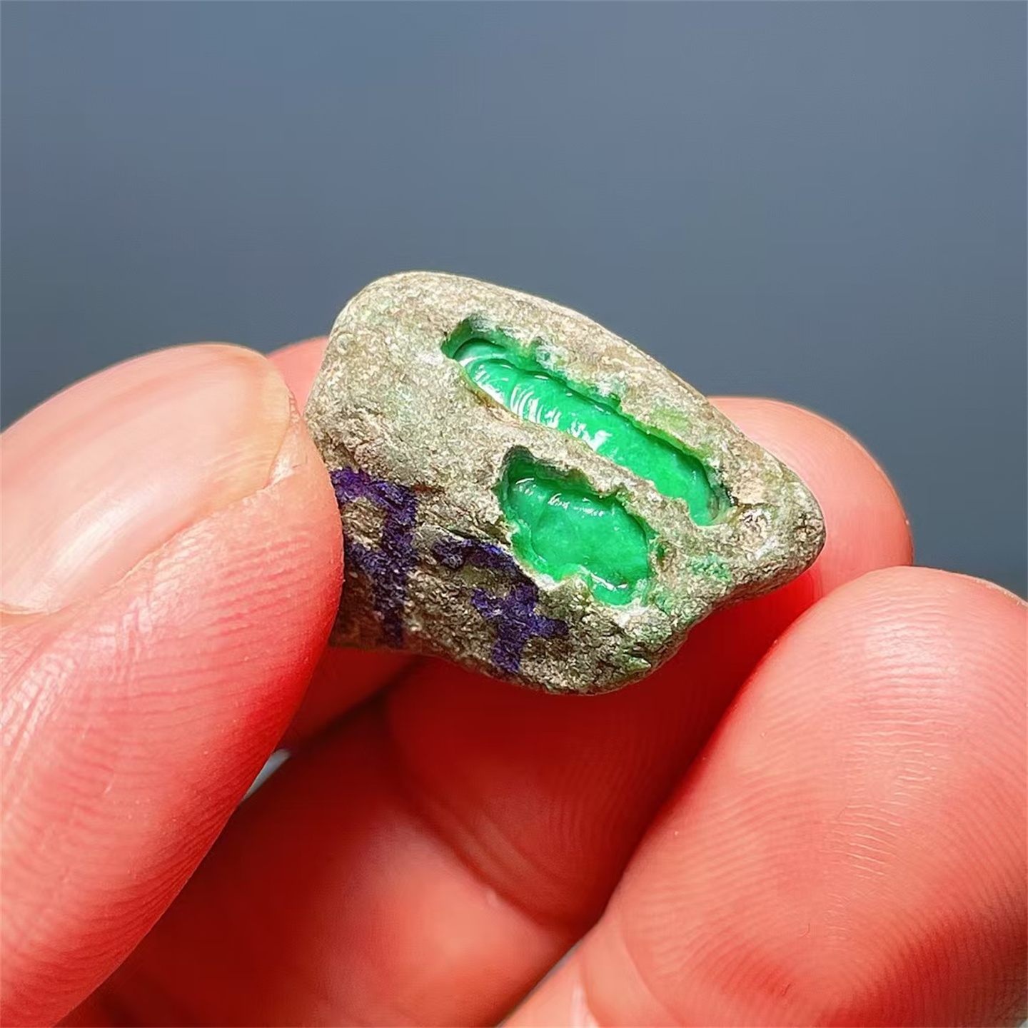 精品缅甸天然翡翠原石色料戒面料