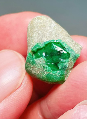 A86978 精品缅甸天然翡翠原石老坑后江场口色料戒面料  重7克