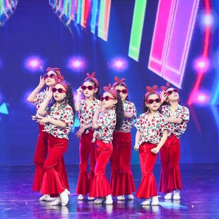 走秀主题复古花港风儿童衬衫年代演出服舞蹈幼儿园套装90喇叭裤