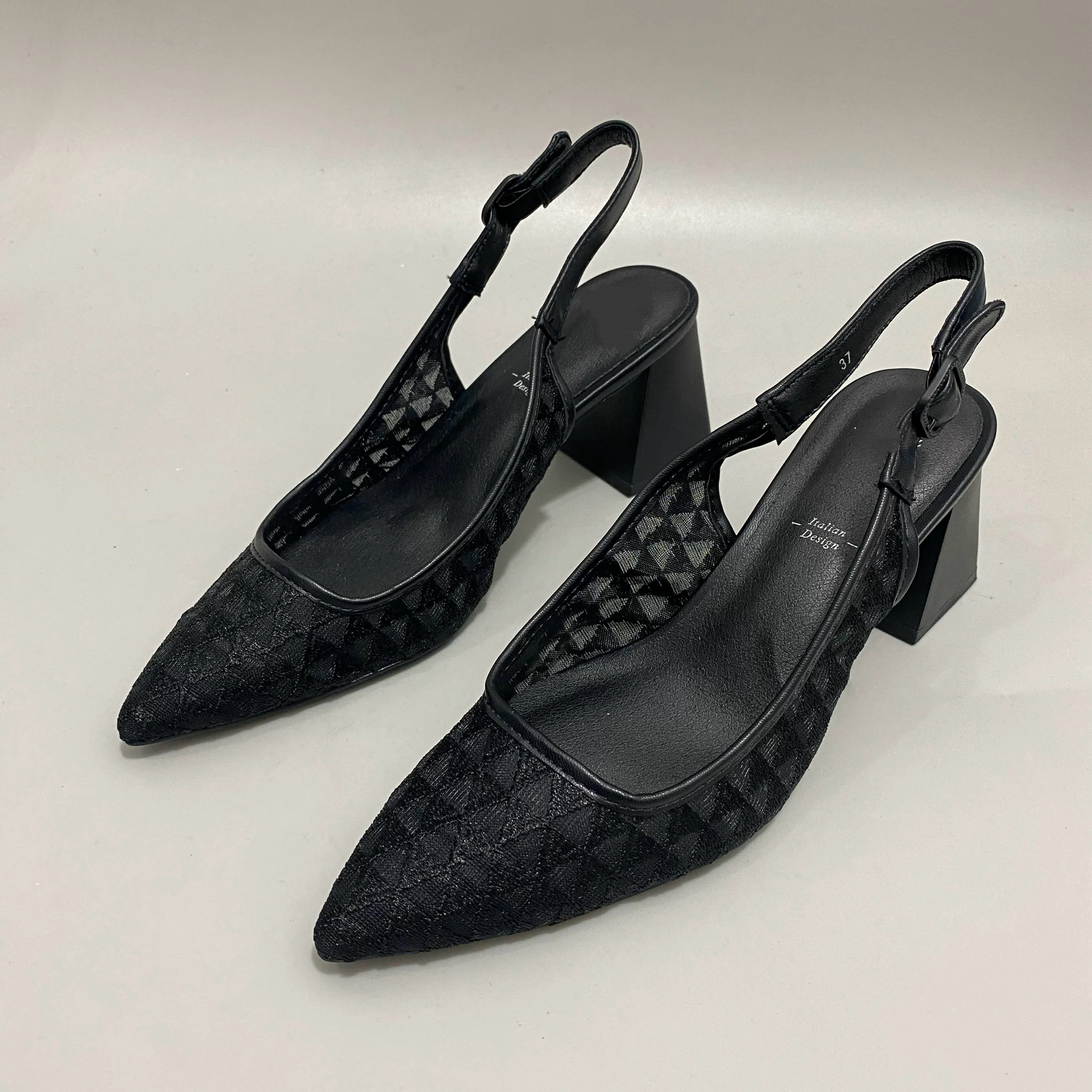 外贸原单2025新款夏季透气蕾丝包头凉鞋网红气质高跟时尚尖头女鞋