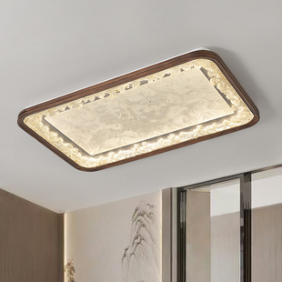 黑胡桃木客厅主灯新中式宋式美学高端大气家用护眼卧室餐厅吸顶灯