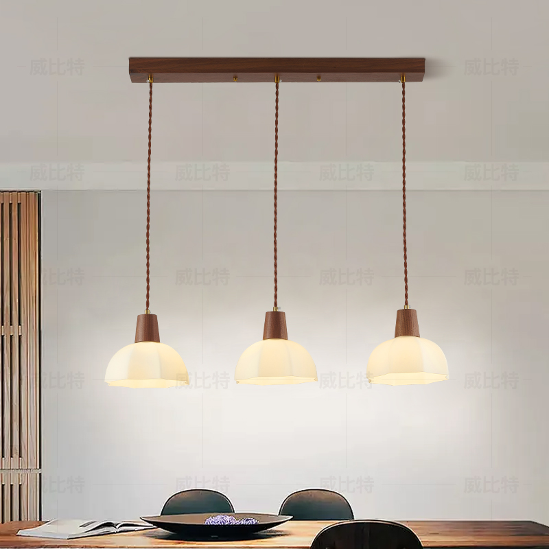 三头单头黑胡桃木餐厅吊灯