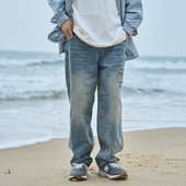 FEAROM基础款 潮牌青春百搭中腰休闲长裤 水洗牛仔裤 男宽松直筒裤