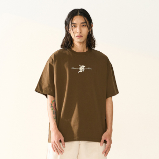 FEAROM新品男士短袖T恤字母发泡印花夏季宽松休闲打底衫潮流半袖