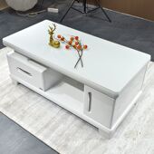 钢化防砸玻璃茶几一米实木环保亮光烤漆小户型增高茶桌罗尔曼品牌