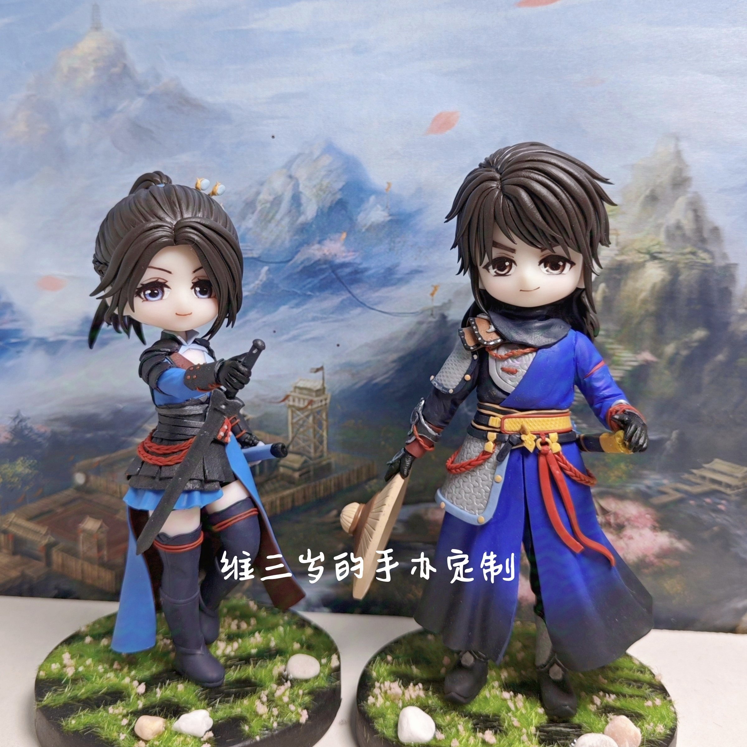 不良人李星云，姬如雪软陶粘土来图定做动漫游戏模型人偶订做摆件