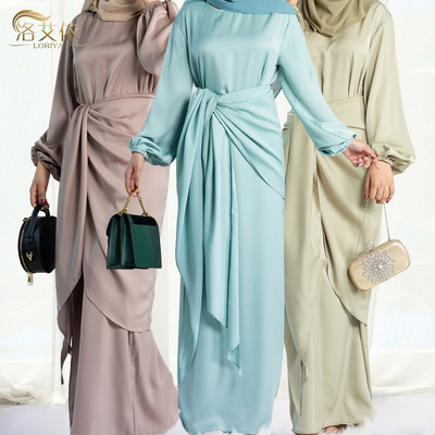 2024新款 速卖通ebay欧美迪拜土耳其长袍柔美两件套连衣裙LR590